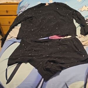 Victoria's Secret Black Starry Pajama Set